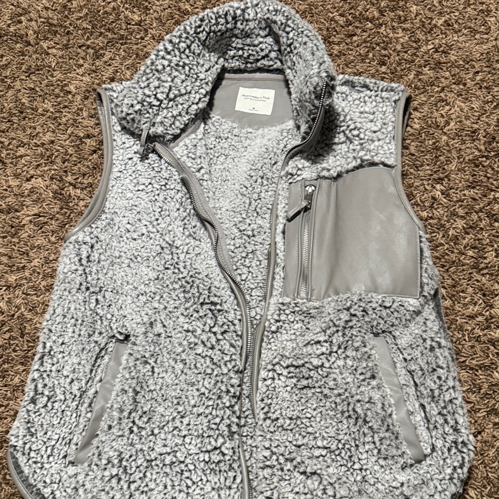 Abercrombie & Fitch Gray Sherpa Vest
